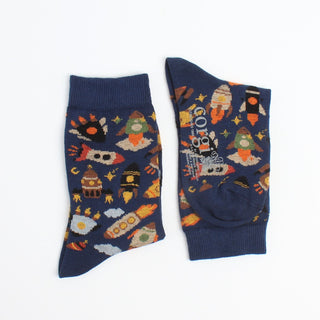 Kids Space Rocket Cotton Socks