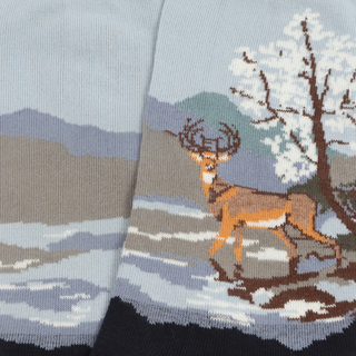 Men's Snowy Highland Stag Scene Cotton Socks