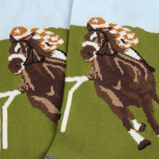 Men's Horse Racing Scene Cotton Socks