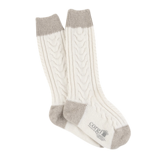 Women's Handmade Fan Cable Pure Cashmere Socks