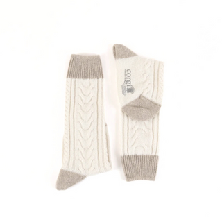 Women's Handmade Fan Cable Pure Cashmere Socks